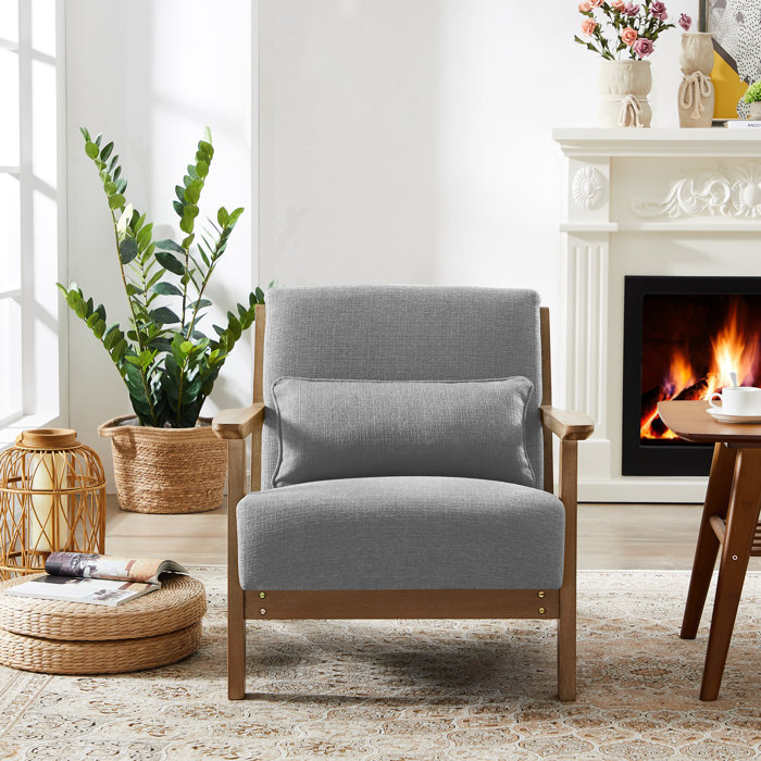 Oliver Rubberwood SSpring MidCentury Modern Cotton And Linen